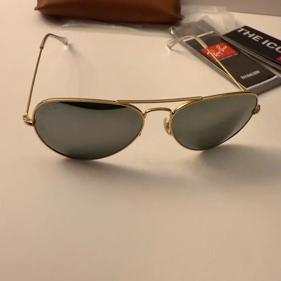Ray-Ban Aviator Sunglasses RB3026 58-14mm Gold/Silver Mirror Lens 001/30 Unisex - Picture 8 of 17